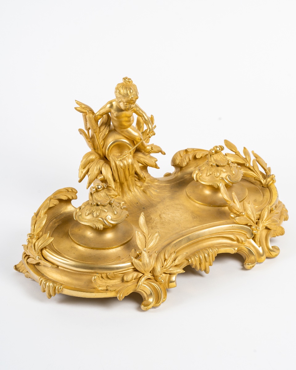 Encrier en bronze doré, Circa 1900-photo-2