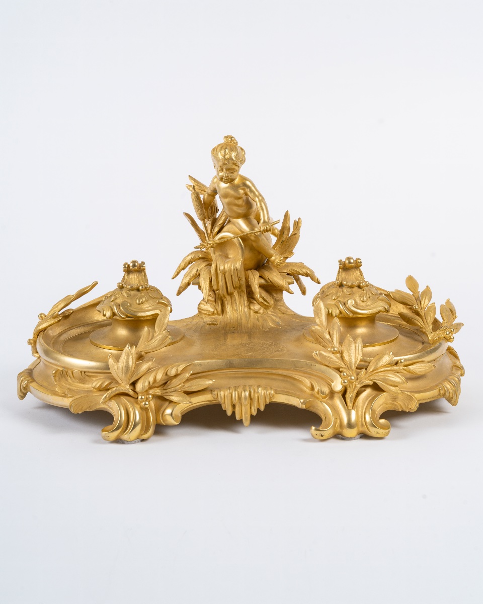 Encrier en bronze doré, Circa 1900-photo-3