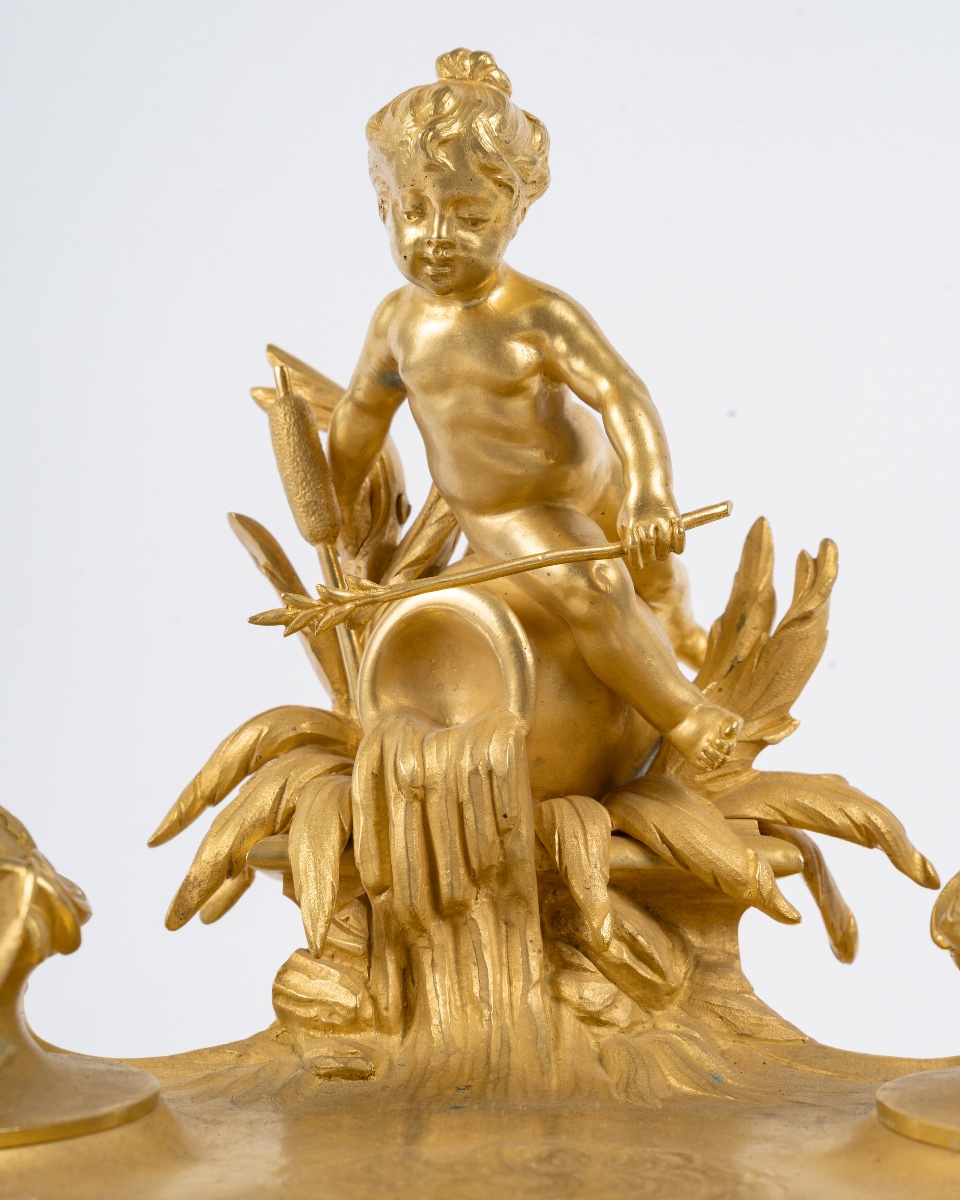 Encrier en bronze doré, Circa 1900-photo-4