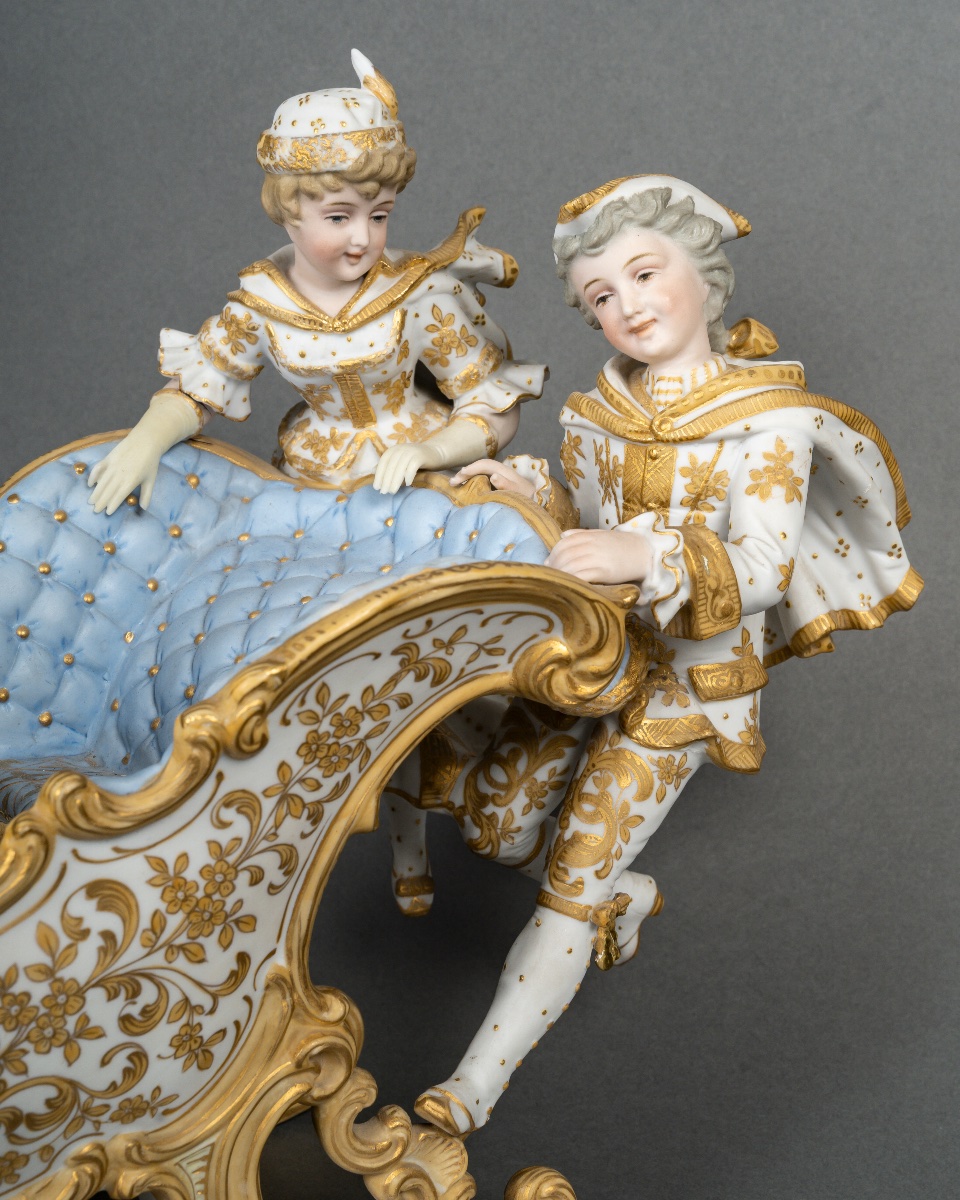 Sitzendorf, Biscuit Porcelain Centerpiece, Circa 1900-photo-4