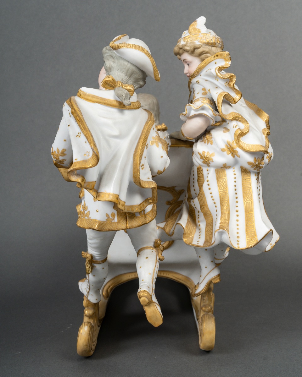 Sitzendorf, Biscuit Porcelain Centerpiece, Circa 1900-photo-4
