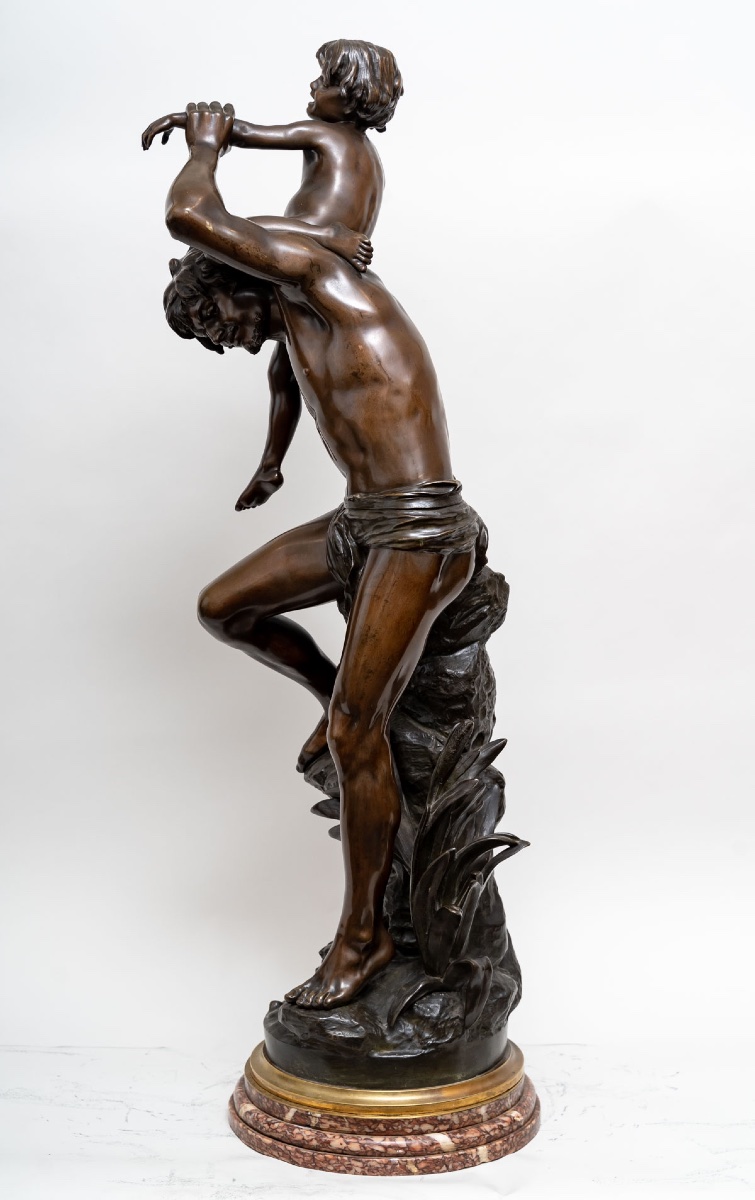 Gaston VEUVENOT-LEROUX (1854- 1942)  La Traversée Du Ruisseau-photo-1