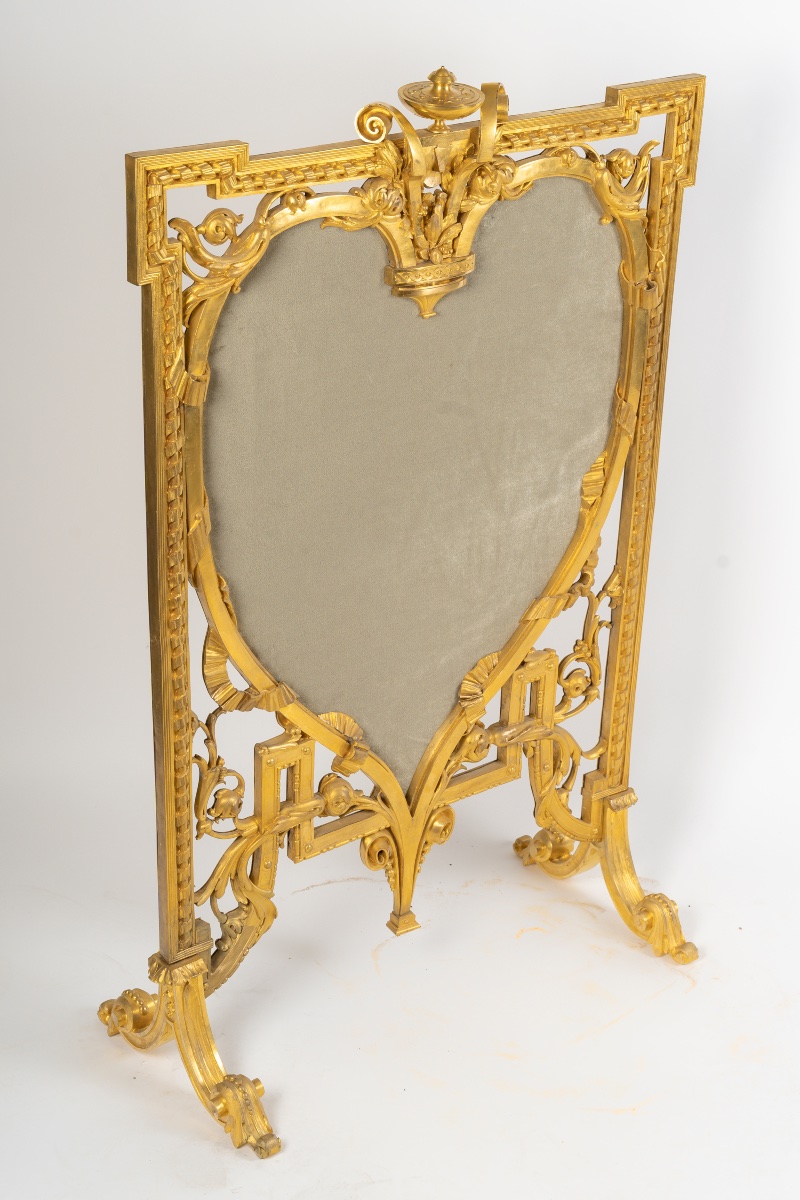 Rare Fireplace Mantelpiece Entirely In Gilt Bronze, Circa 1870-photo-2