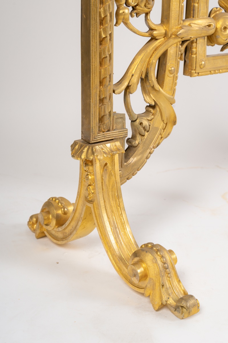 Rare Fireplace Mantelpiece Entirely In Gilt Bronze, Circa 1870-photo-2