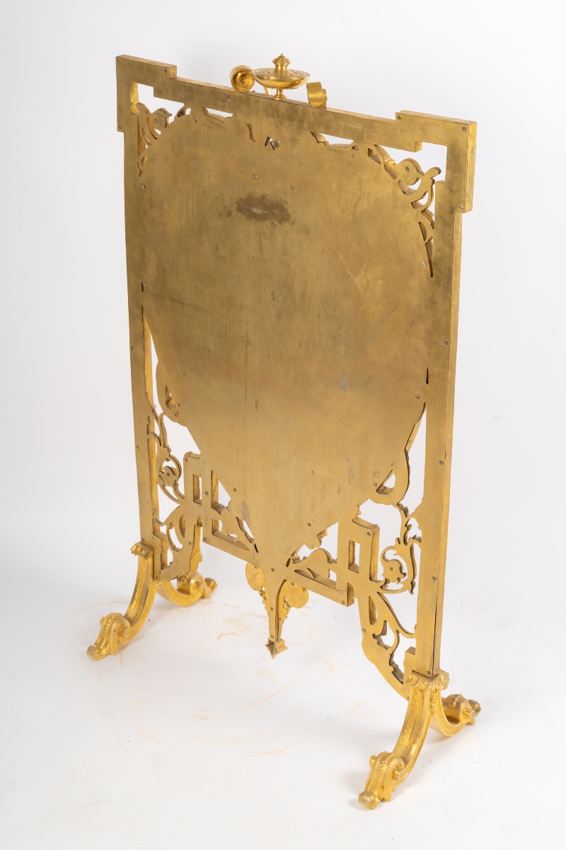 Rare Fireplace Mantelpiece Entirely In Gilt Bronze, Circa 1870-photo-7