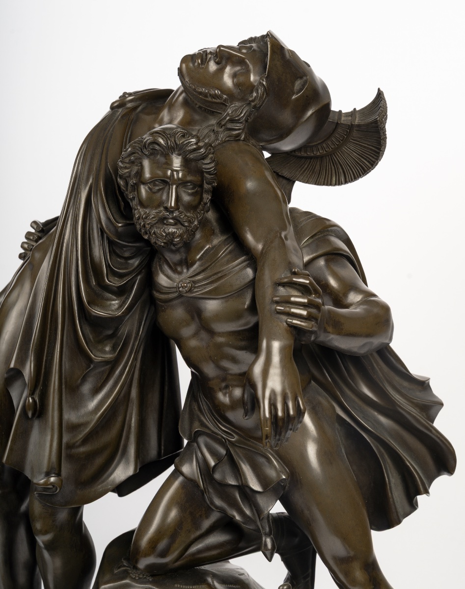 Monumental Clock Depicting Achilles And Patroclus, Circa 1830-photo-2