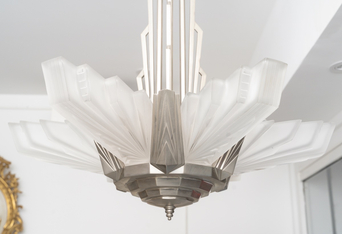 Henri Petitot Workshop, Art Deco Chandelier, Circa 1930-photo-1