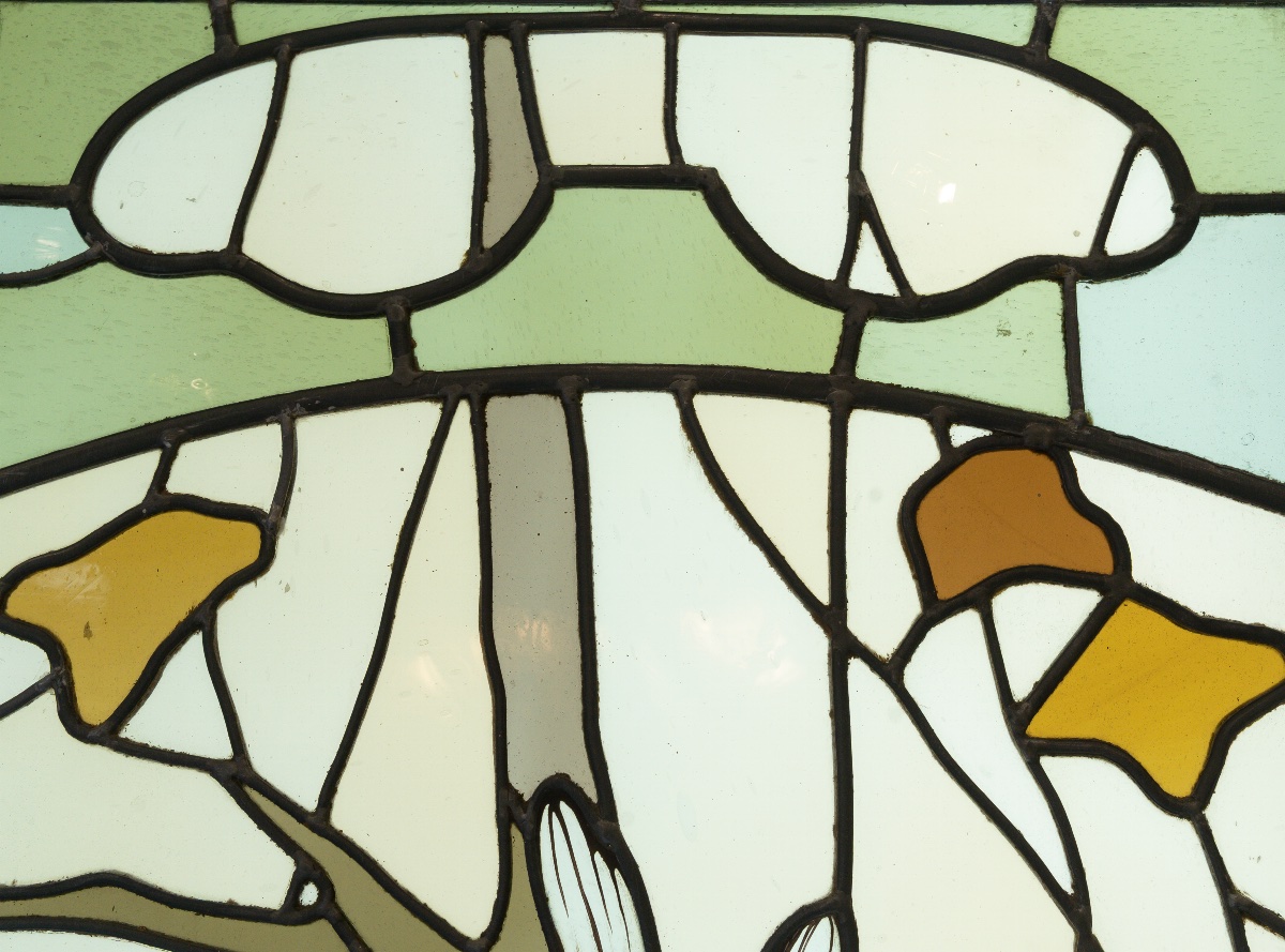 Art Nouveau Stained-glass Window, Woman With Lilies-photo-5