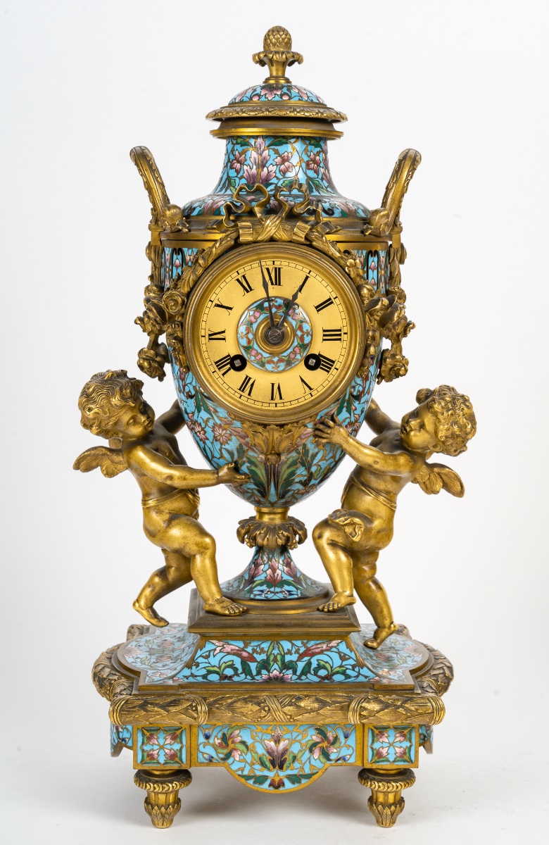 Garniture De Cheminée En émail Cloisonné, Circa 1860-photo-4