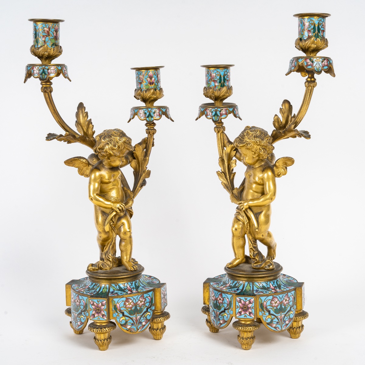 Garniture De Cheminée En émail Cloisonné, Circa 1860-photo-3