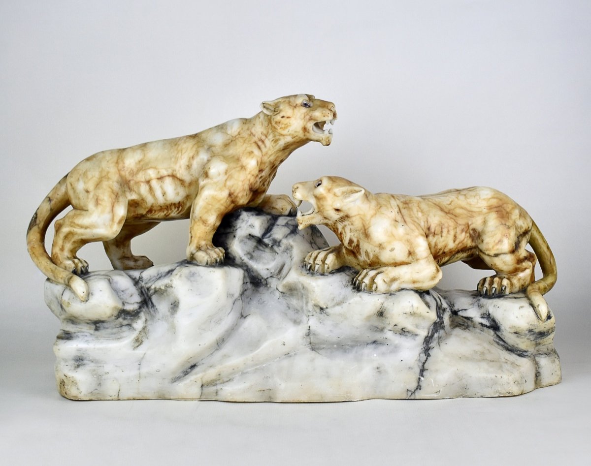 Two Lionesses By Alberto Saccardi (1883-1956)