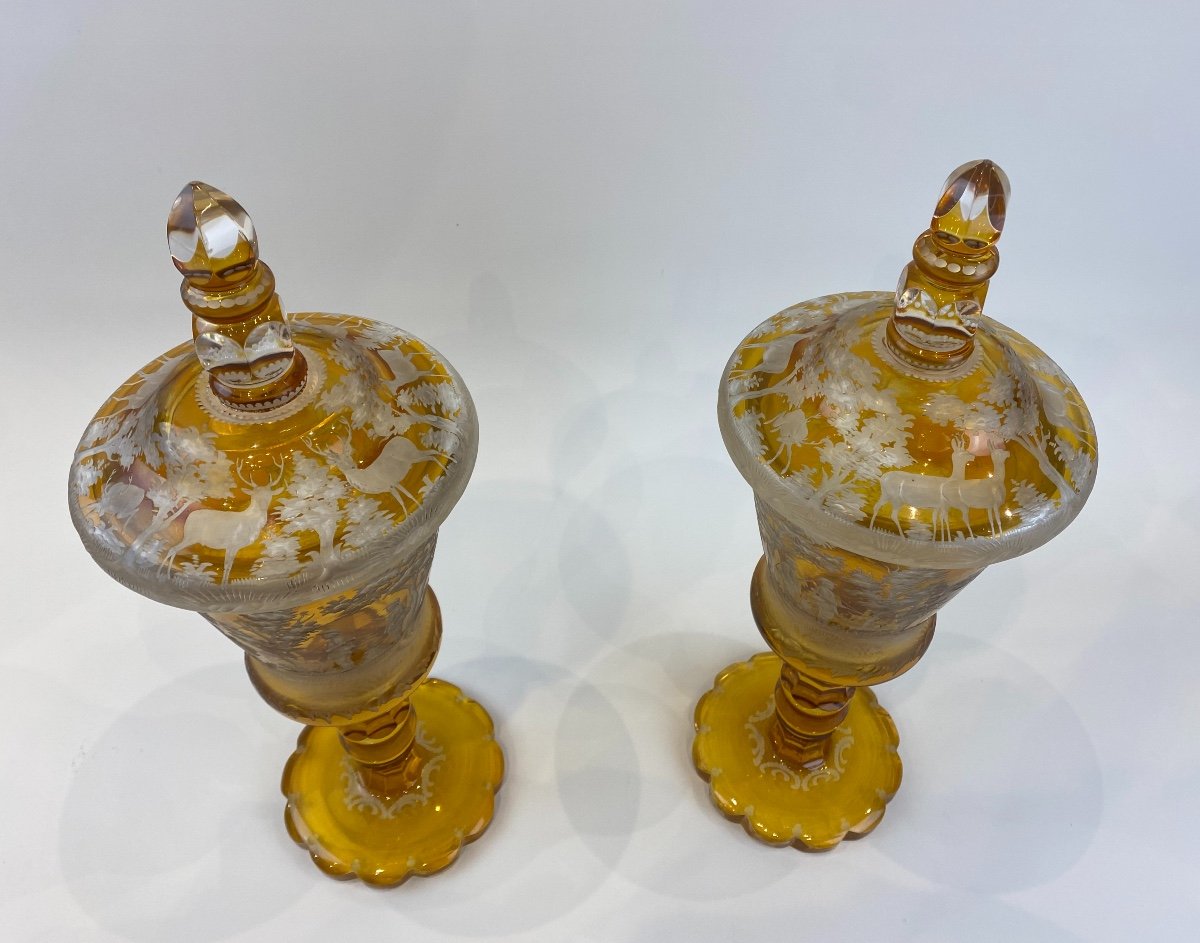 Pair Of Bohemian Crystal Candy Vases-photo-4