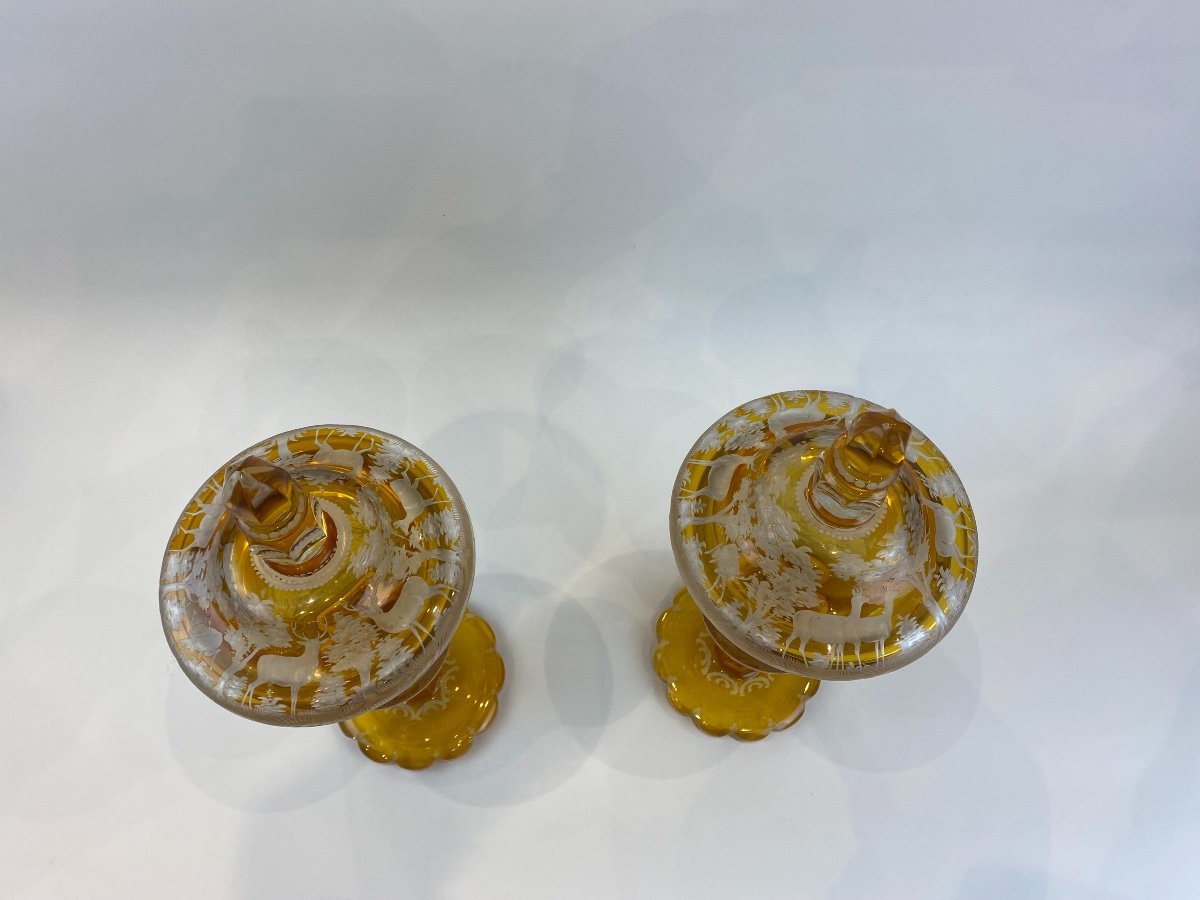 Pair Of Bohemian Crystal Candy Vases-photo-2