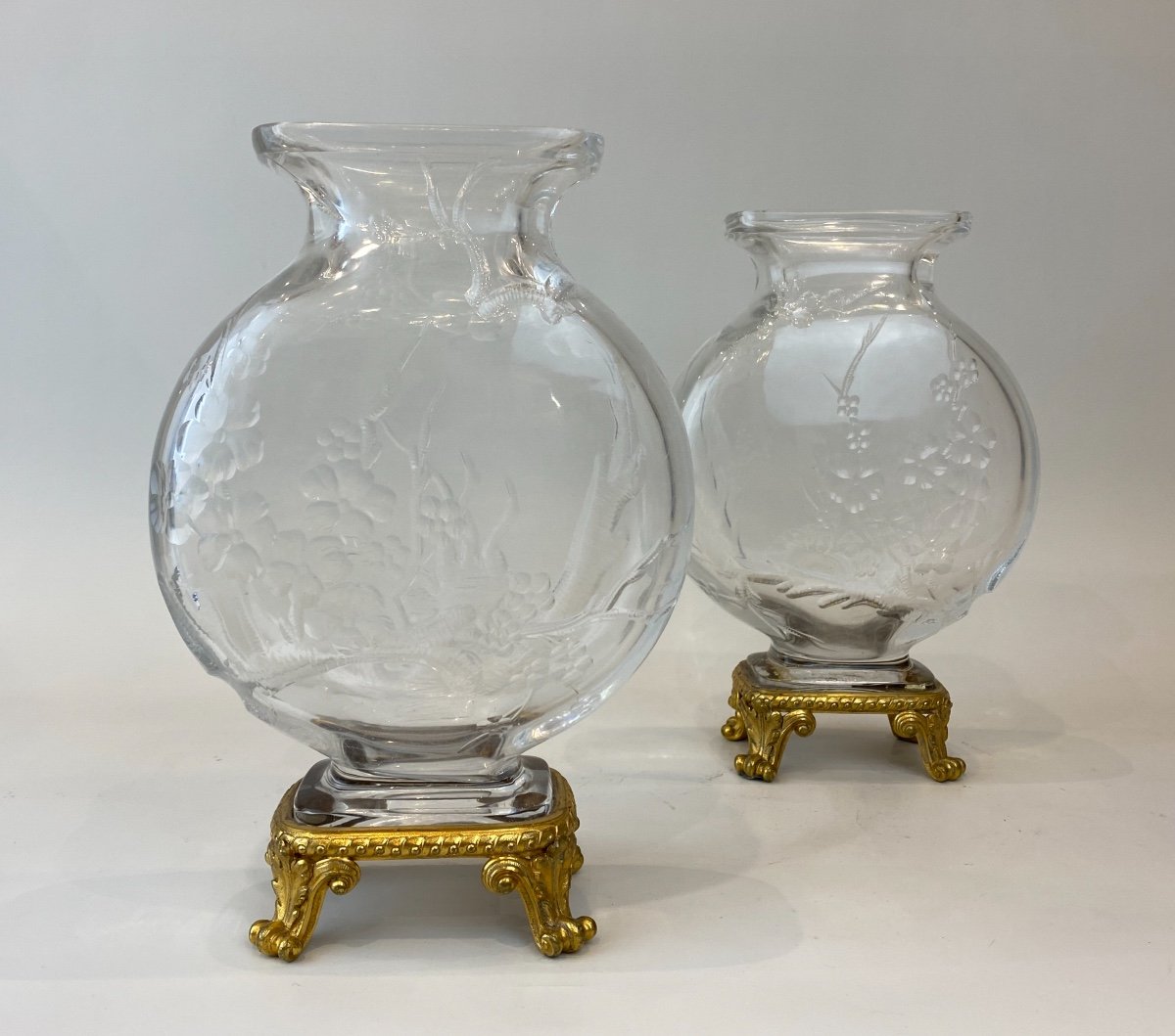 Pair Of Japanese Vases In Baccarat Crystal And Gilt Bronze Mount, Circa 1890-photo-2
