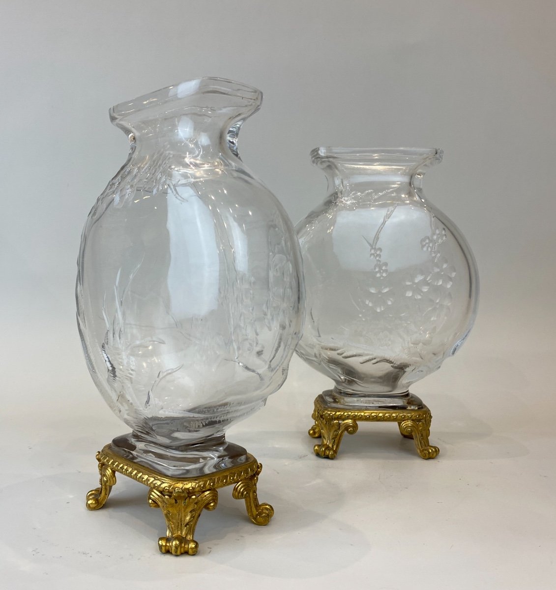 Pair Of Japanese Vases In Baccarat Crystal And Gilt Bronze Mount, Circa 1890-photo-3