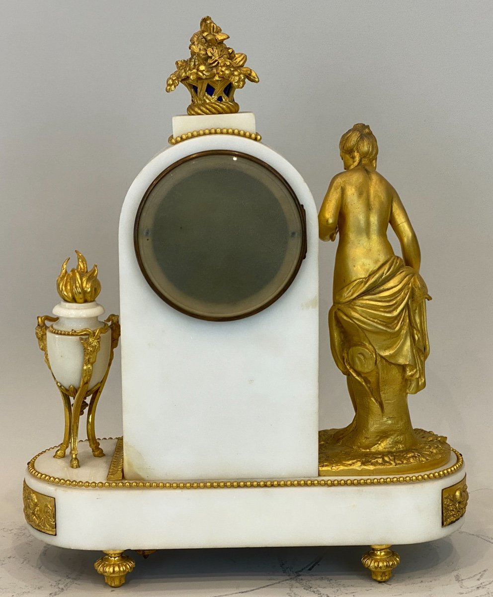 Pendule En Marbre Blanc De Carrare Et Bronze Doré, Circa 1889-photo-5