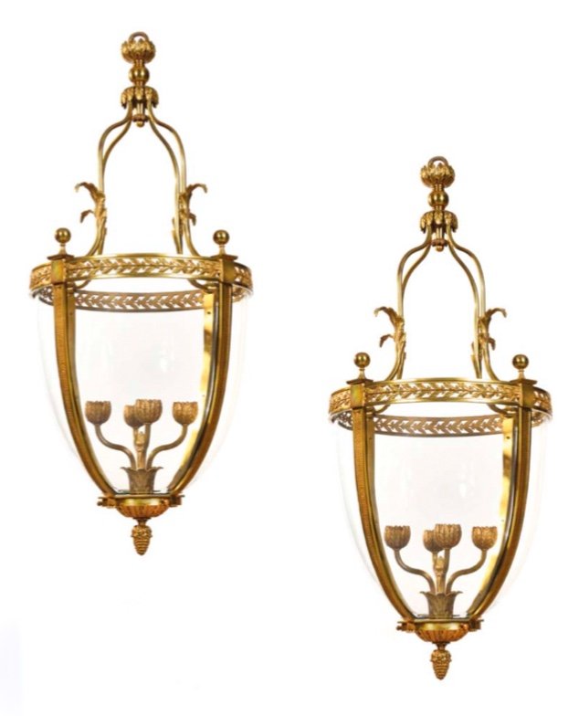 Pair Of Ovoid Lanterns, Louis XVI Style, Circa 1900