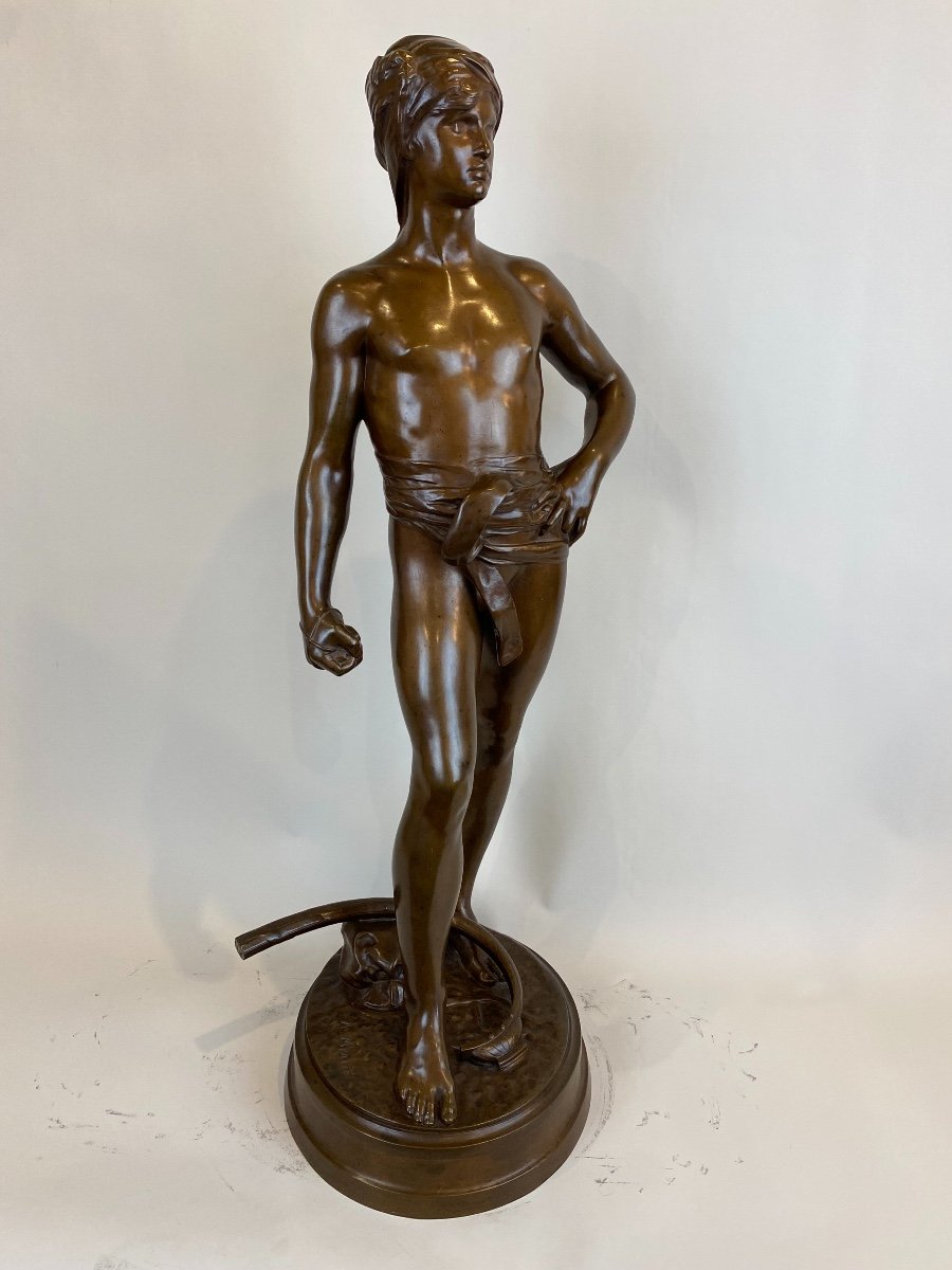 Sculpture Representative David By By Antonin Mercié (1845-1916)-photo-7