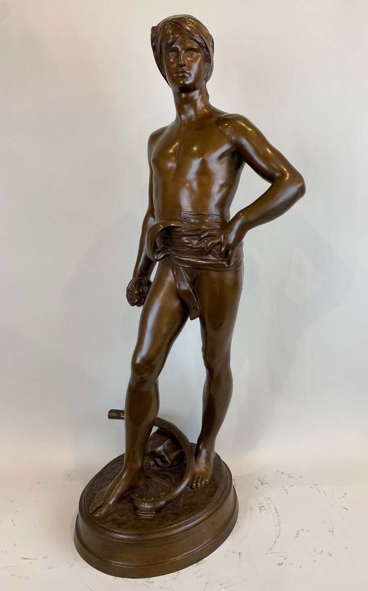 Sculpture Representative David By By Antonin Mercié (1845-1916)