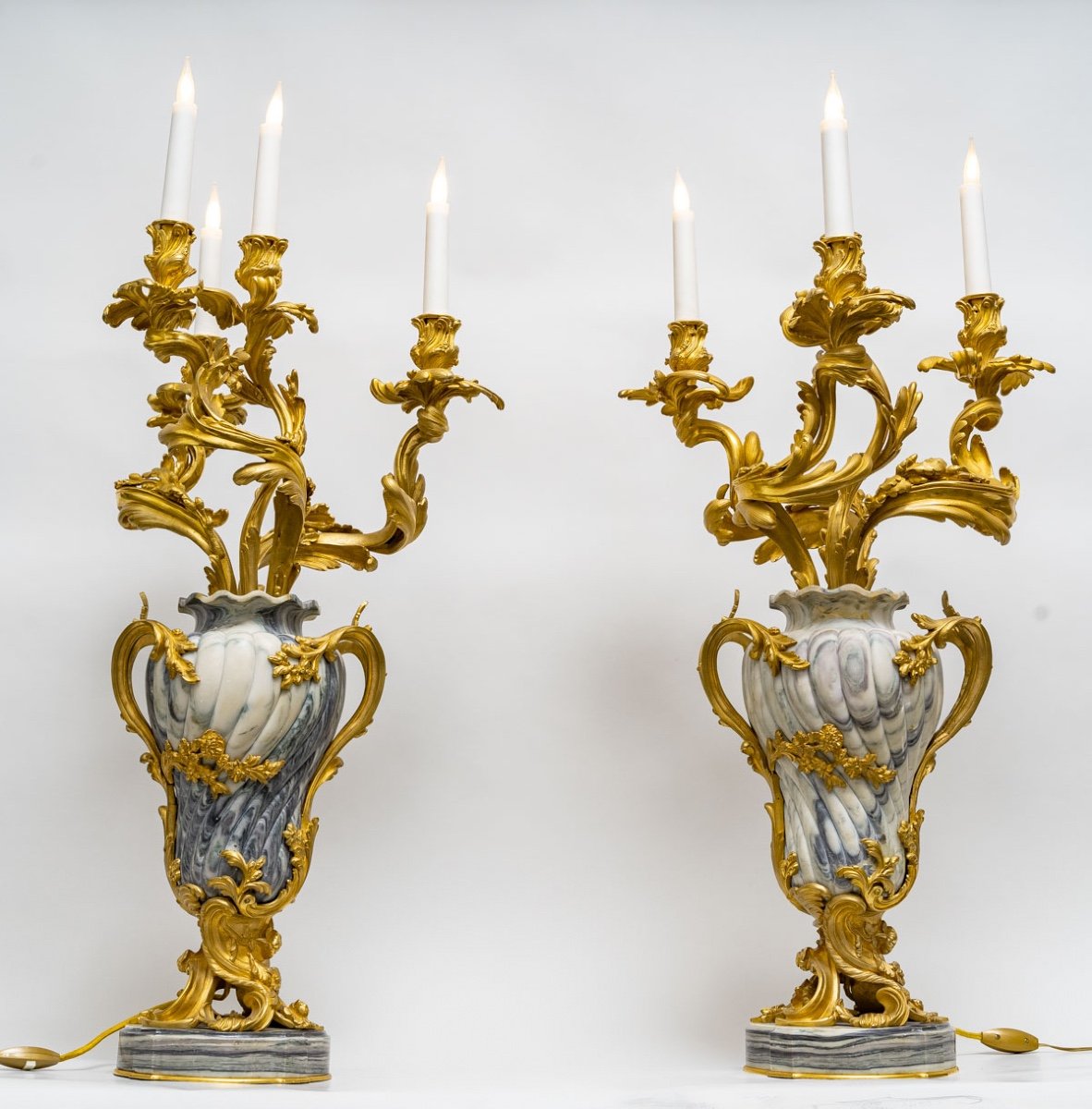 Paire De Candélabres Louis XV Par Henri Vian (1858-1904)-photo-1