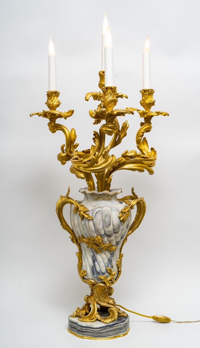Paire De Candélabres Louis XV Par Henri Vian (1858-1904)-photo-2