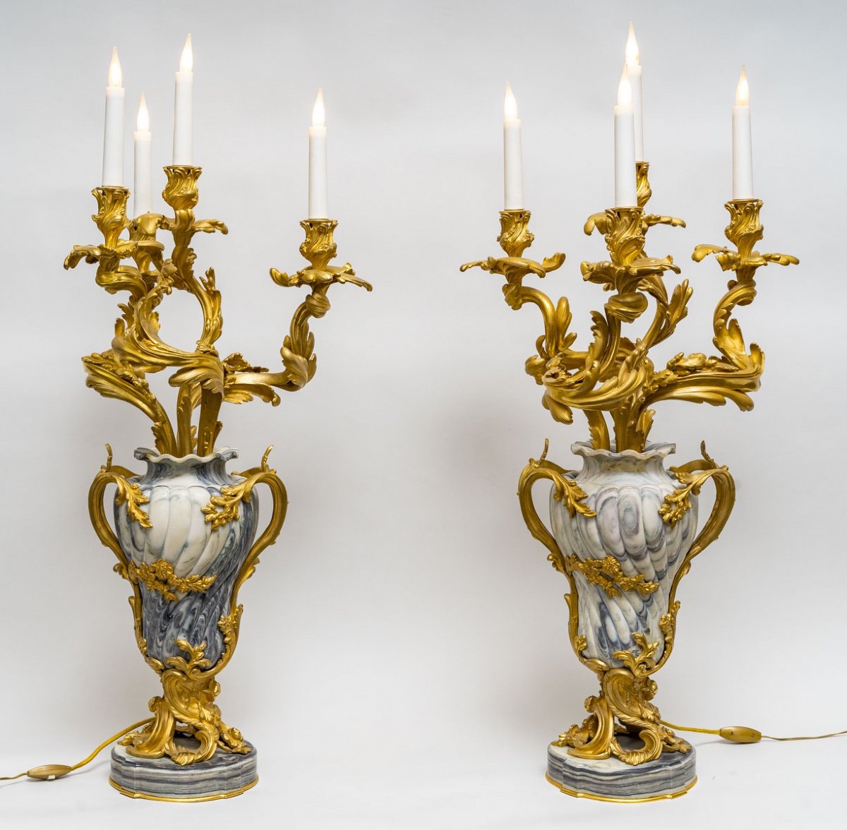 Paire De Candélabres Louis XV Par Henri Vian (1858-1904)