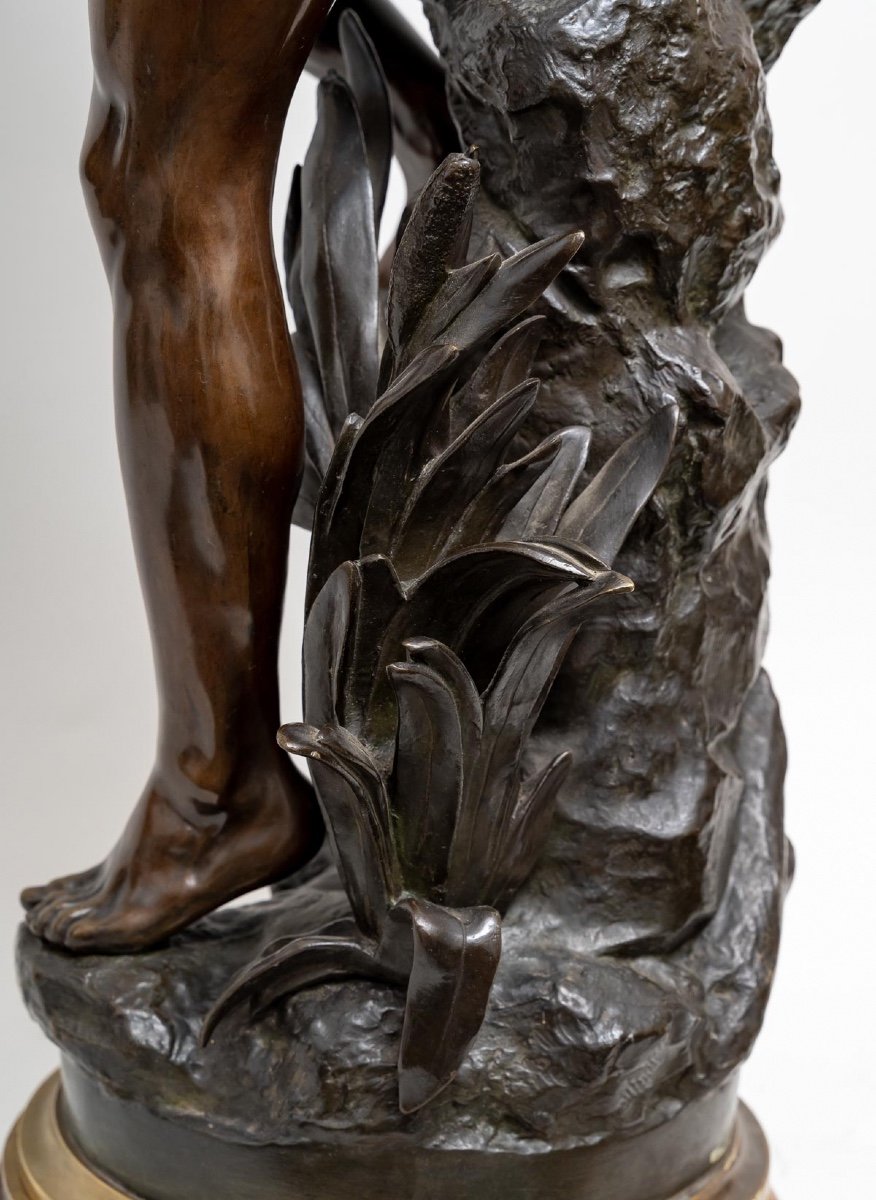 Sculpture Representing A Man With Child By Gaston Veuvenot Leroux (1854- 1942)-photo-4