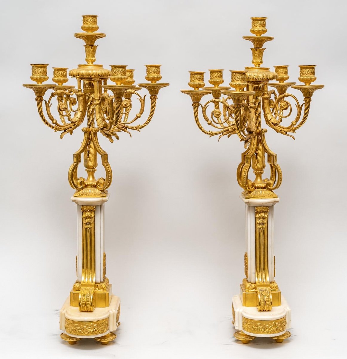 19th Century Garniture Comprising A Clock And A Pair Of Candelabra.-photo-4