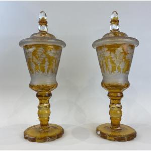 Pair Of Bohemian Vases, Circa 1880