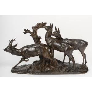 Maximilien Fiot (1886-1953) Roe Buck And Two Does 