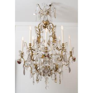 Grand lustre cage de la maison Baguès aux fruits , Circa 1890