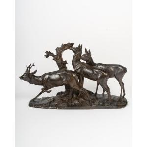 Maximilien Fiot (1886–1953), A Male Roe Deer And Two Female Roe Deer