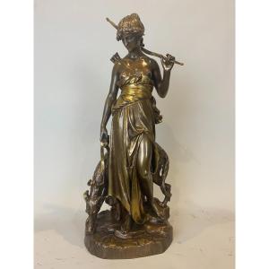 Sculpture Représentant La Déesse Diane Par Eugène-antoine Aizelin (1821 - 1902)