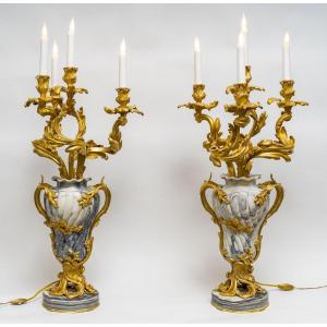 Paire De Candélabres Louis XV Par Henri Vian (1858-1904)