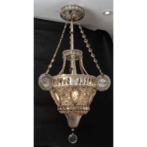 Pair Of Italian Cut Crystal Chandeliers From The End Of The 19th Century