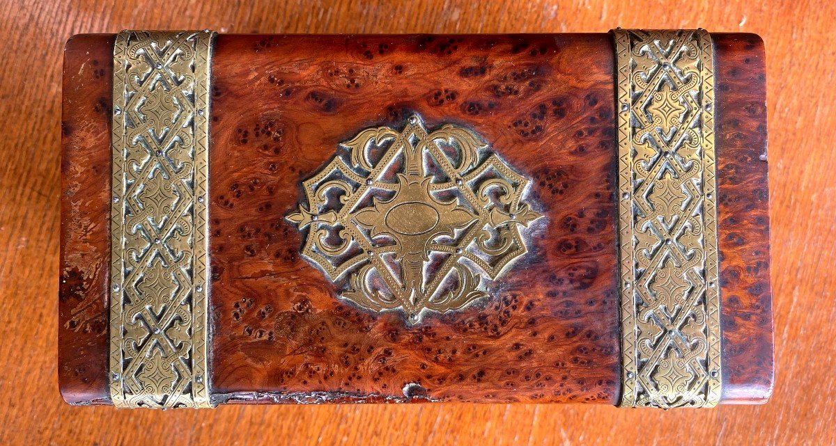 Tahan Paris - Boîte Napoléon III Loupe De Thuya Et Incrustation - 19 Ième -photo-1