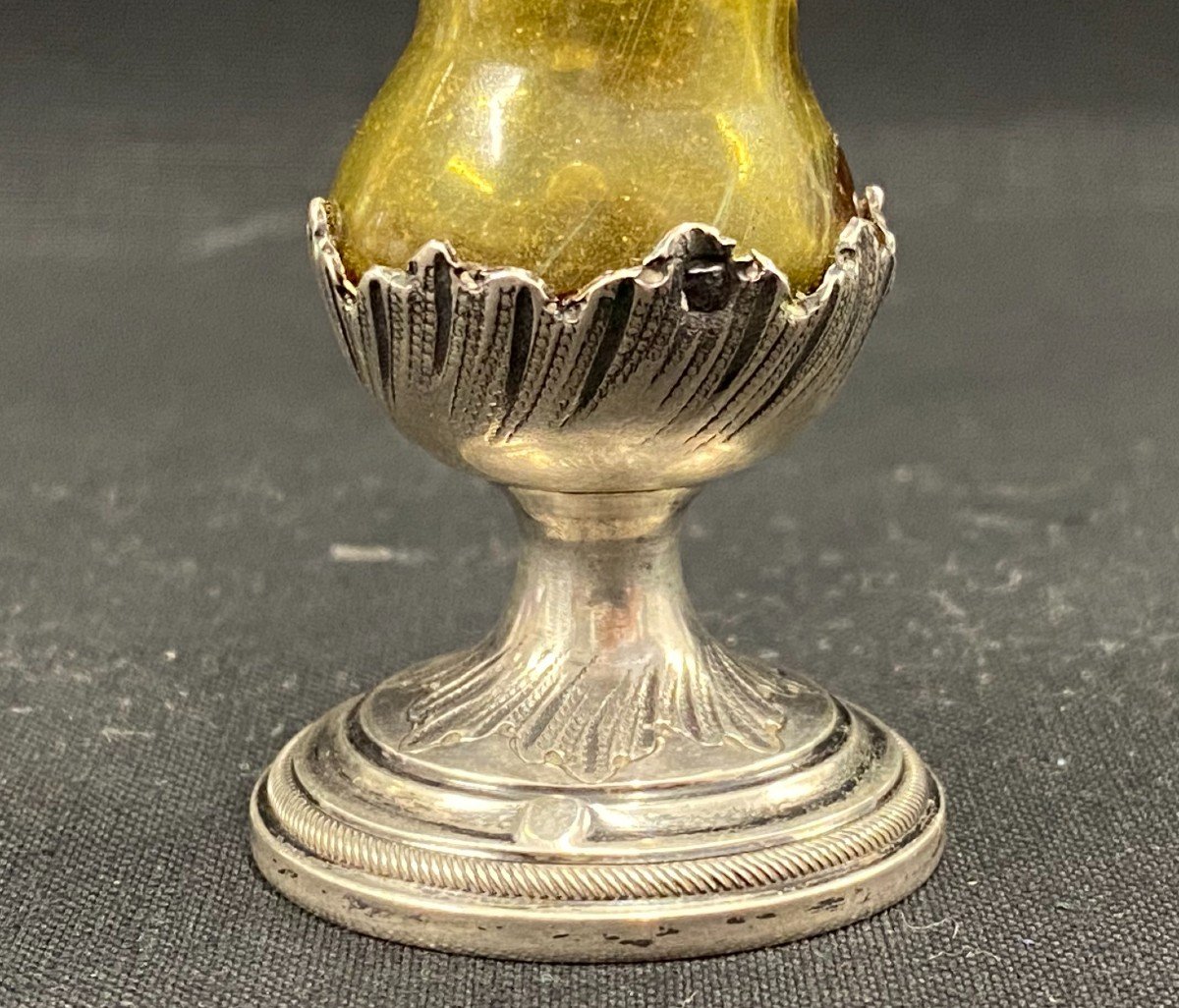 Gallé Ou Daum - Soliflore Vase Cleared With Acid With Oak Leaf Decoration On A Silver Foot-photo-5