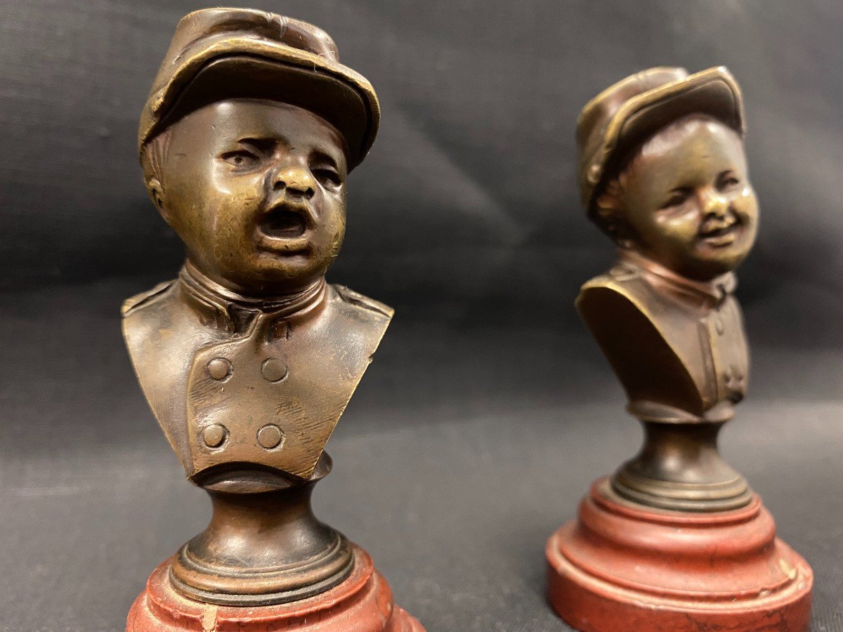 Pair Of Two Bronzes: Jean Who Laughs And Jean Who Weeps - Late 19th Century-photo-2
