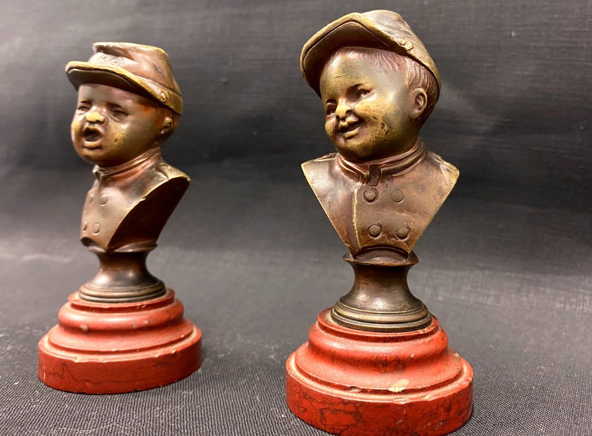 Pair Of Two Bronzes: Jean Who Laughs And Jean Who Weeps - Late 19th Century-photo-3