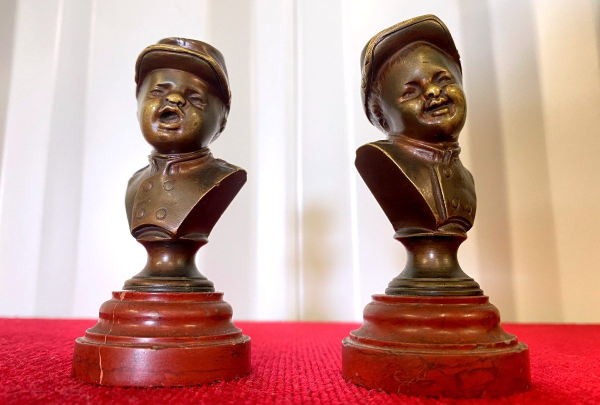 Pair Of Two Bronzes: Jean Who Laughs And Jean Who Weeps - Late 19th Century-photo-3