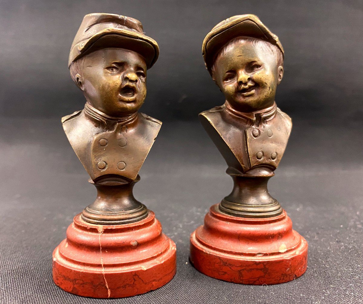 Pair Of Two Bronzes: Jean Who Laughs And Jean Who Weeps - Late 19th Century