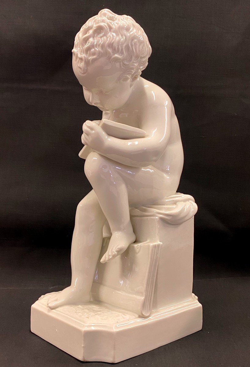 d'Après Antonio Canova, Enfant à l'étude - Céramique Blanche Vernissée - -photo-4