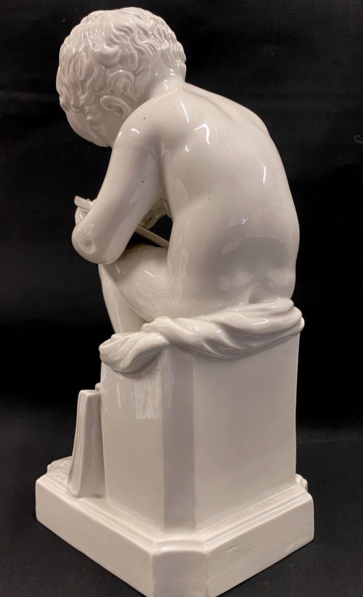 d'Après Antonio Canova, Enfant à l'étude - Céramique Blanche Vernissée - -photo-5