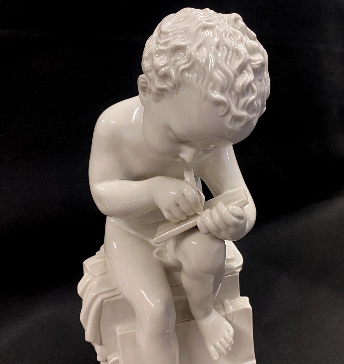 d'Après Antonio Canova, Enfant à l'étude - Céramique Blanche Vernissée - -photo-6