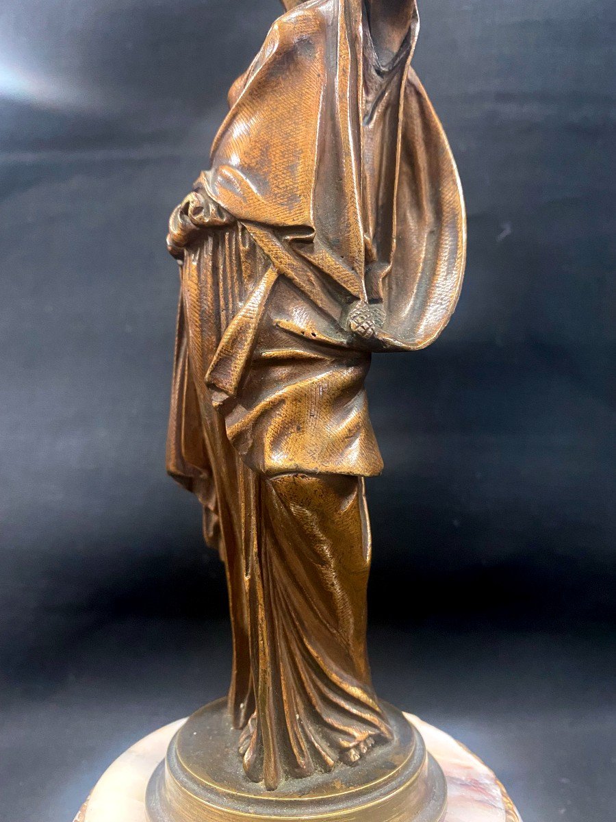 Flambeau/ Bougeoir- Femme Au Drapé En Bronze Style Louis XVI - 19 Ième -photo-6