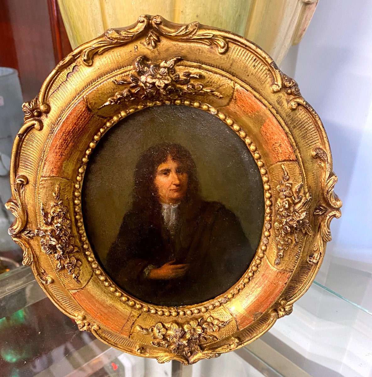 Painting On Metal - Portrait Of A Man Late XVII Beginning 18 I-photo-2