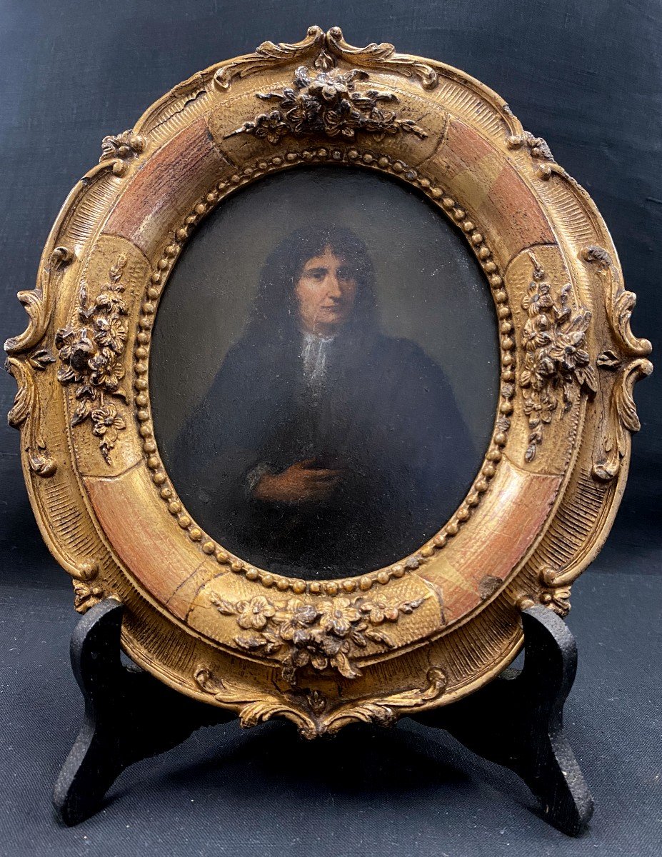 Painting On Metal - Portrait Of A Man Late XVII Beginning 18 I-photo-1