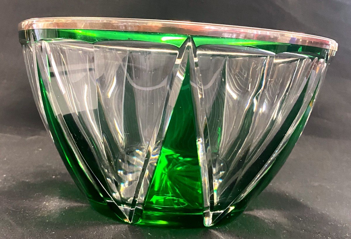 Baccarat/st Louis - Coupe En Cristal Taillé Bicolore Et Argent -photo-4