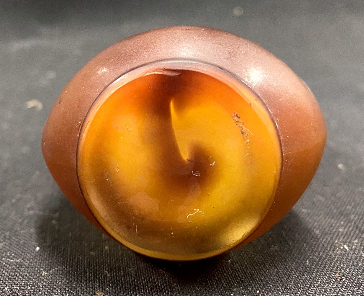 Galle - Vase Aux Lys En Verre Multicouche Dégagé à l'Acide- XX - Art Déco-photo-3