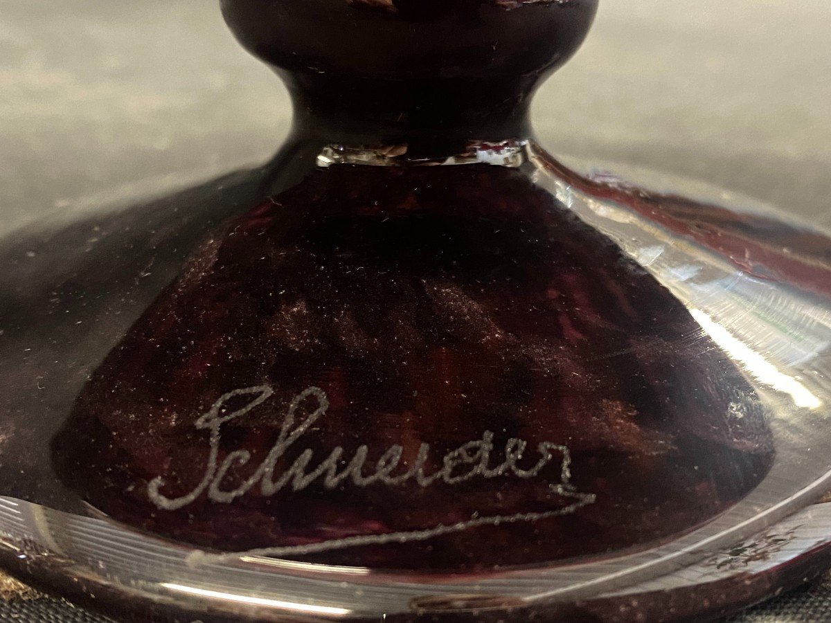Schneider - Glass Cup On Piedouche - XX Ith - Art Deco-photo-2